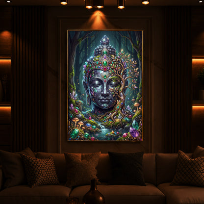 Lord Gautam Buddha Modern Luxury Backlight Vertical Wall Art