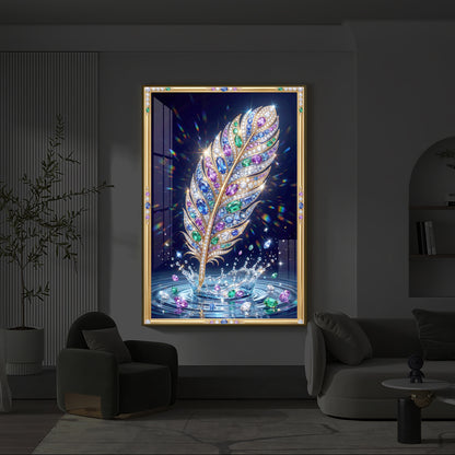 Colorful Feather Modern Luxury Backlight Vertical Wall Art