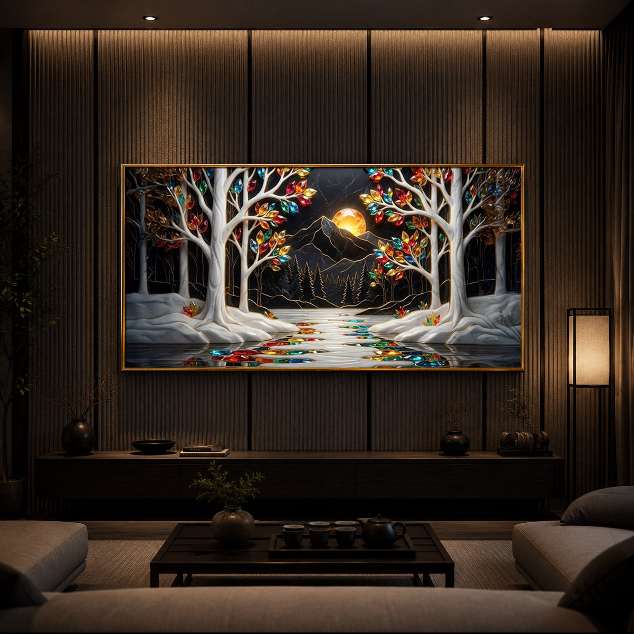 Tree Of Life Modern Luxury Backlight Horizontal Wall Art