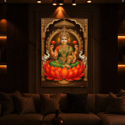 Mahalaxmi Ji Modern Luxury Backlight Vertical Wall Art