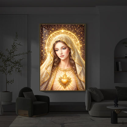 Virgin Mary Modern Luxury Backlight Vertical Wall Art