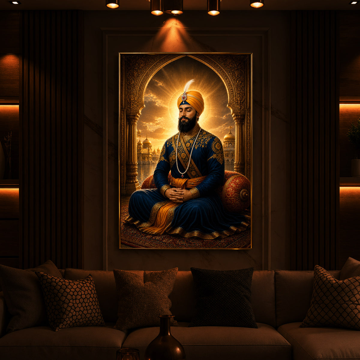 Majestic Guru Gobind Singh Ji Modern Luxury Backlight Vertical Wall Art