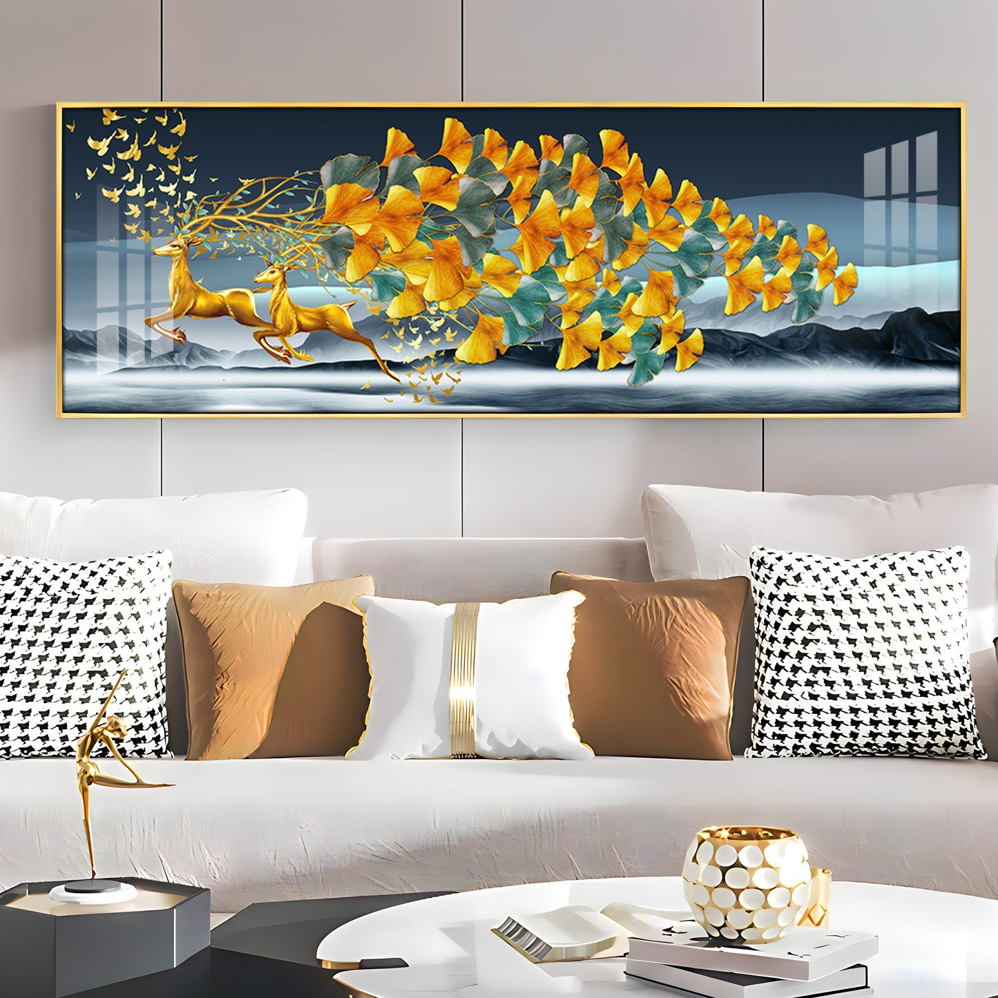 Deer Running Delight Premium Acrylic Horizontal Wall Art