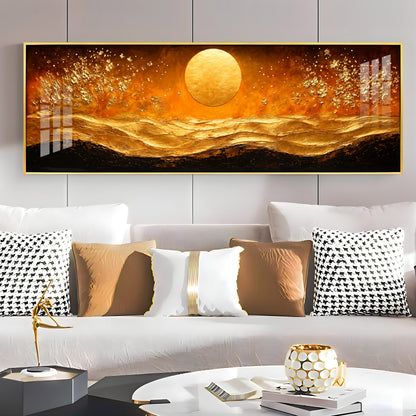 Golden Sun Abstract Dunes Premium Acrylic Horizontal Wall Art