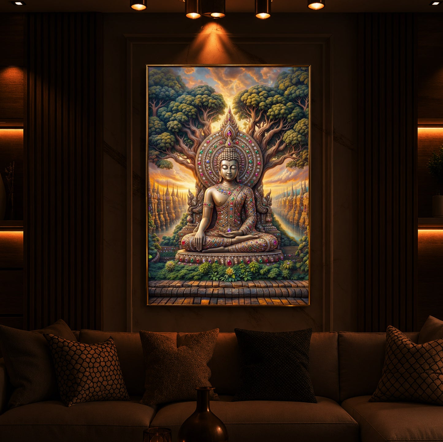 Elevation Buddha Modern Luxury Backlight Vertical Wall Art