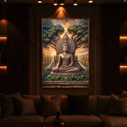 Elevation Buddha Modern Luxury Backlight Vertical Wall Art