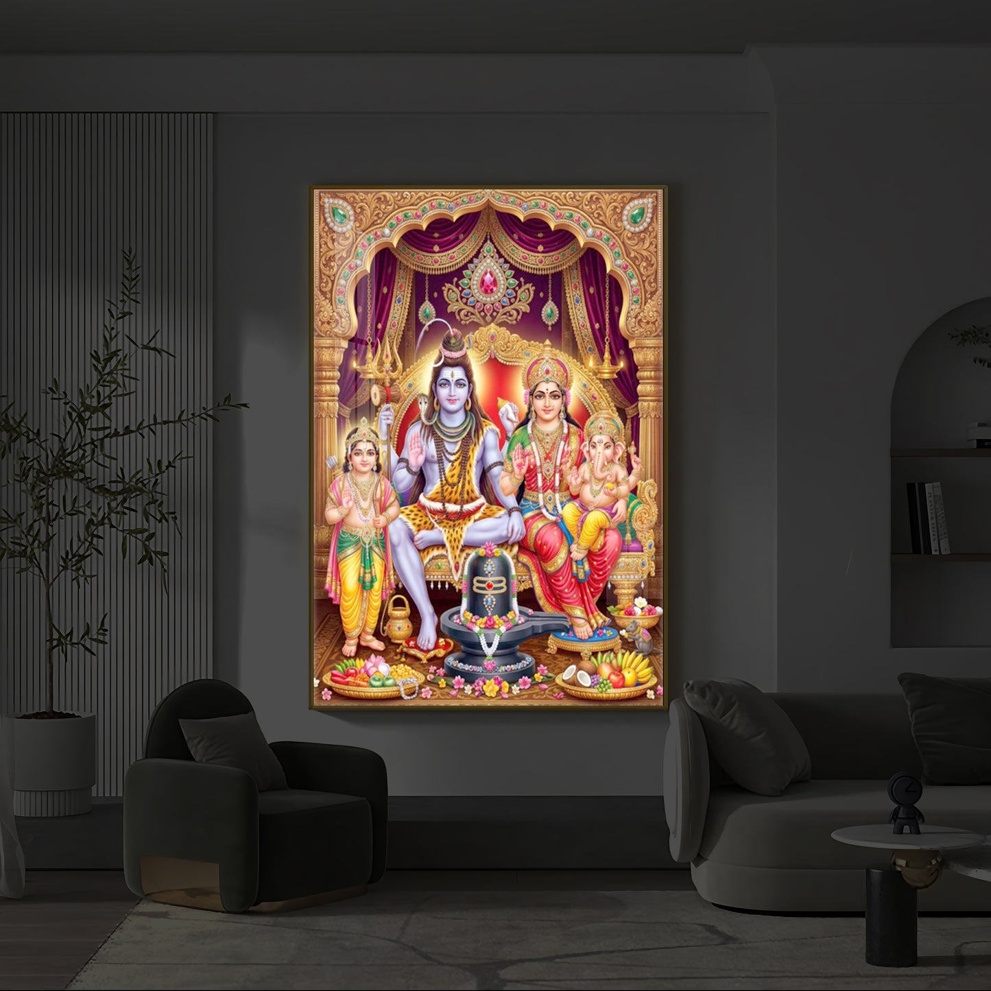 Namah Shivay Modern Luxury Backlight Vertical Wall Art