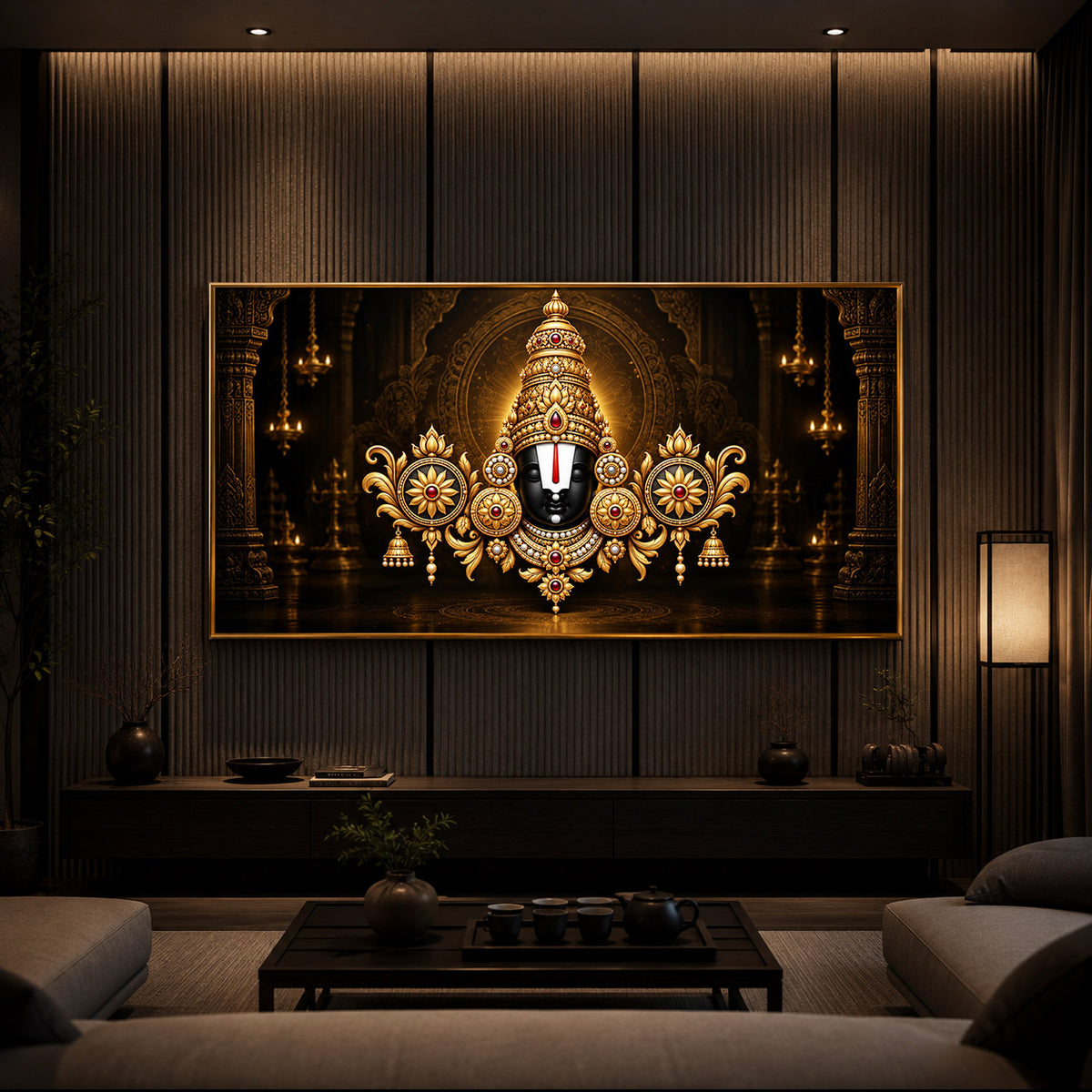 Divine Tirupati Balaji Modern Luxury Backlight Horizontal Wall Art