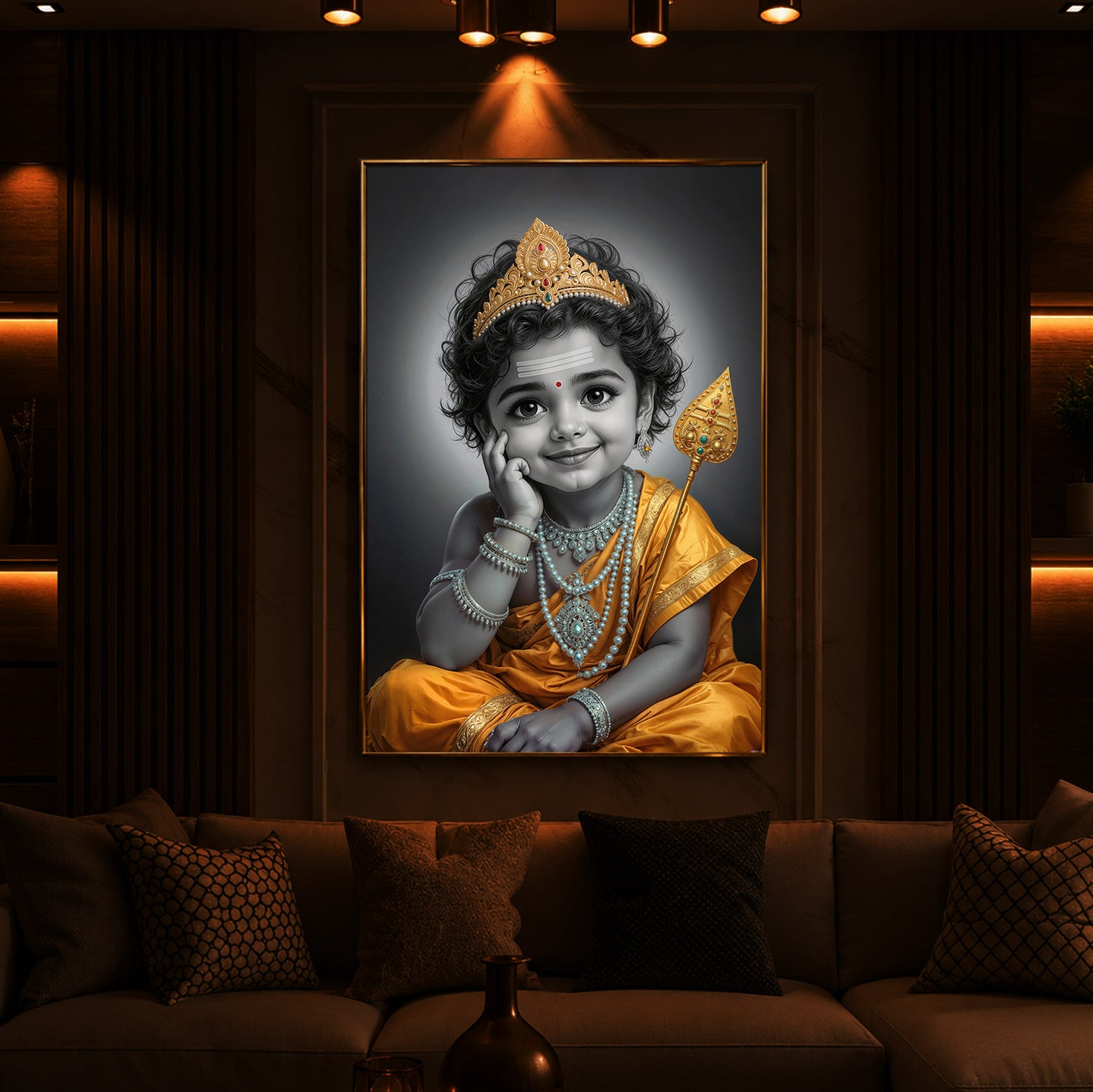 Little Murugan Modern Luxury Backlight Vertical Wall Art