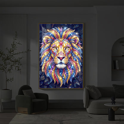 Imperial Lion Majesty Modern Luxury Backlight Vertical Wall Art