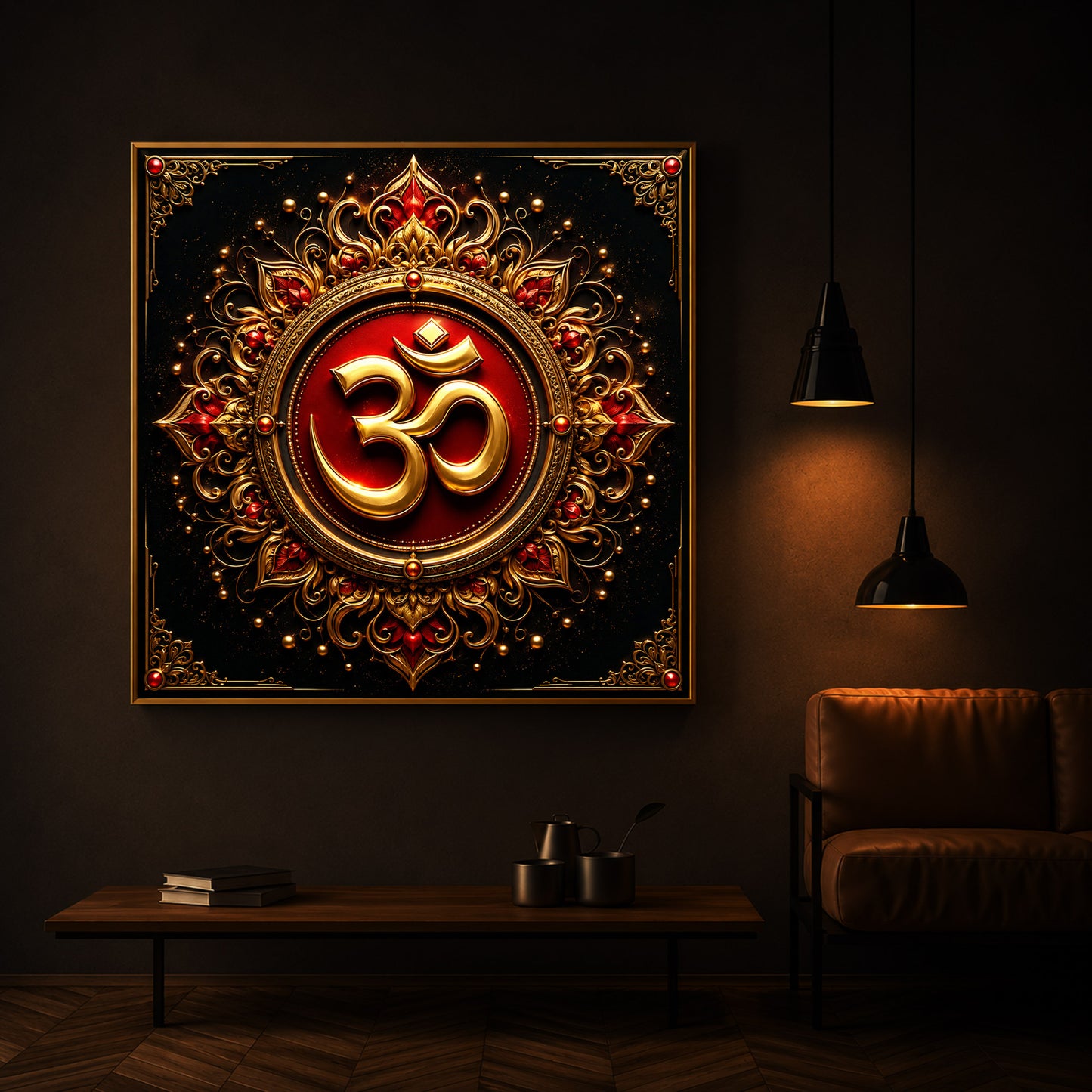 Beautiful Om Symbol Modern Luxury Backlight Square Wall Art