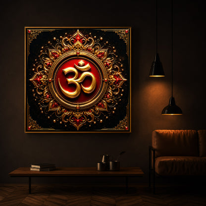 Beautiful Om Symbol Modern Luxury Backlight Square Wall Art