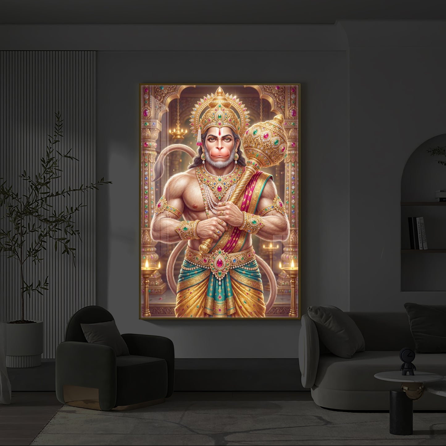 Jay Bajarangbali Modern Luxury Backlight Vertical Wall Art