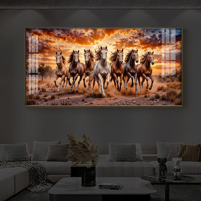 Herd Of Wild Horses Galloping Modern Luxury Backlight Horizontal Wall Art