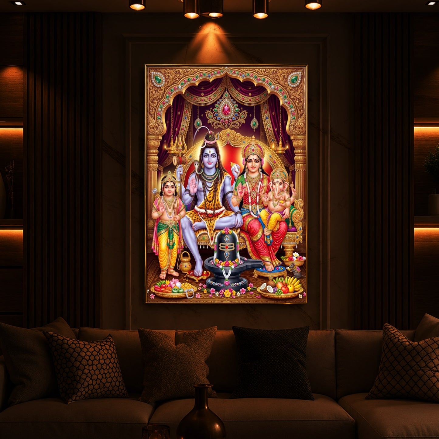 Namah Shivay Modern Luxury Backlight Vertical Wall Art