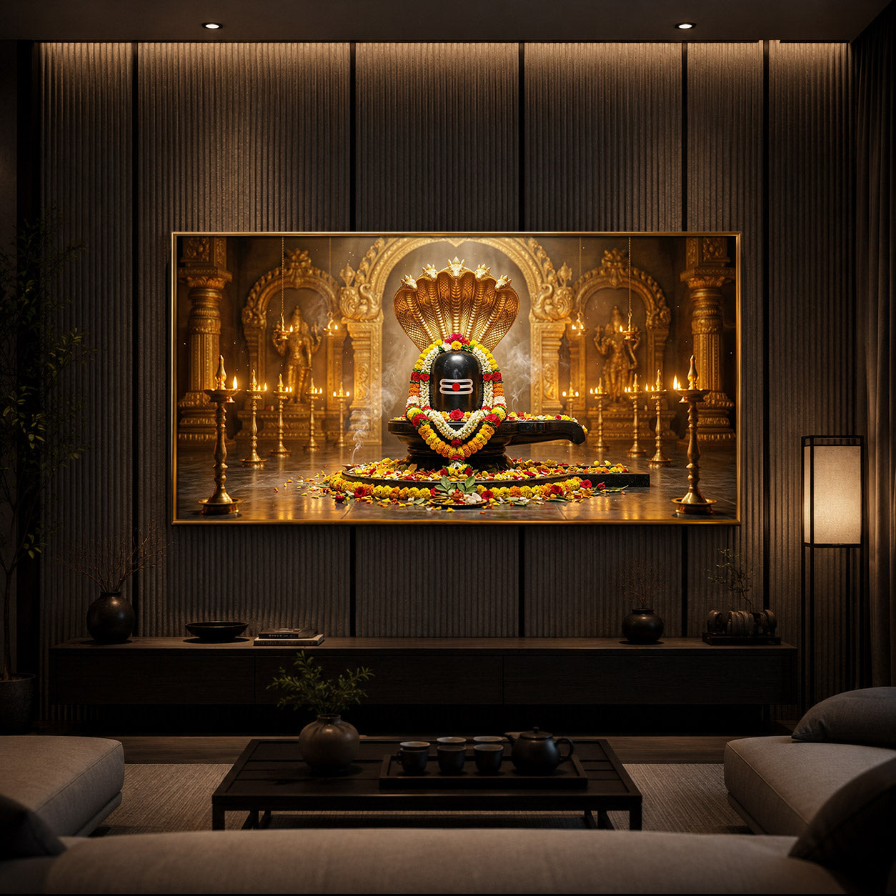 Bholenath Ji Modern Luxury Backlight Horizontal Wall Art