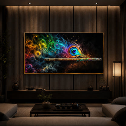 Divine Krishna Coverts Illumination Modern Luxury Backlight Horizontal Wall Art