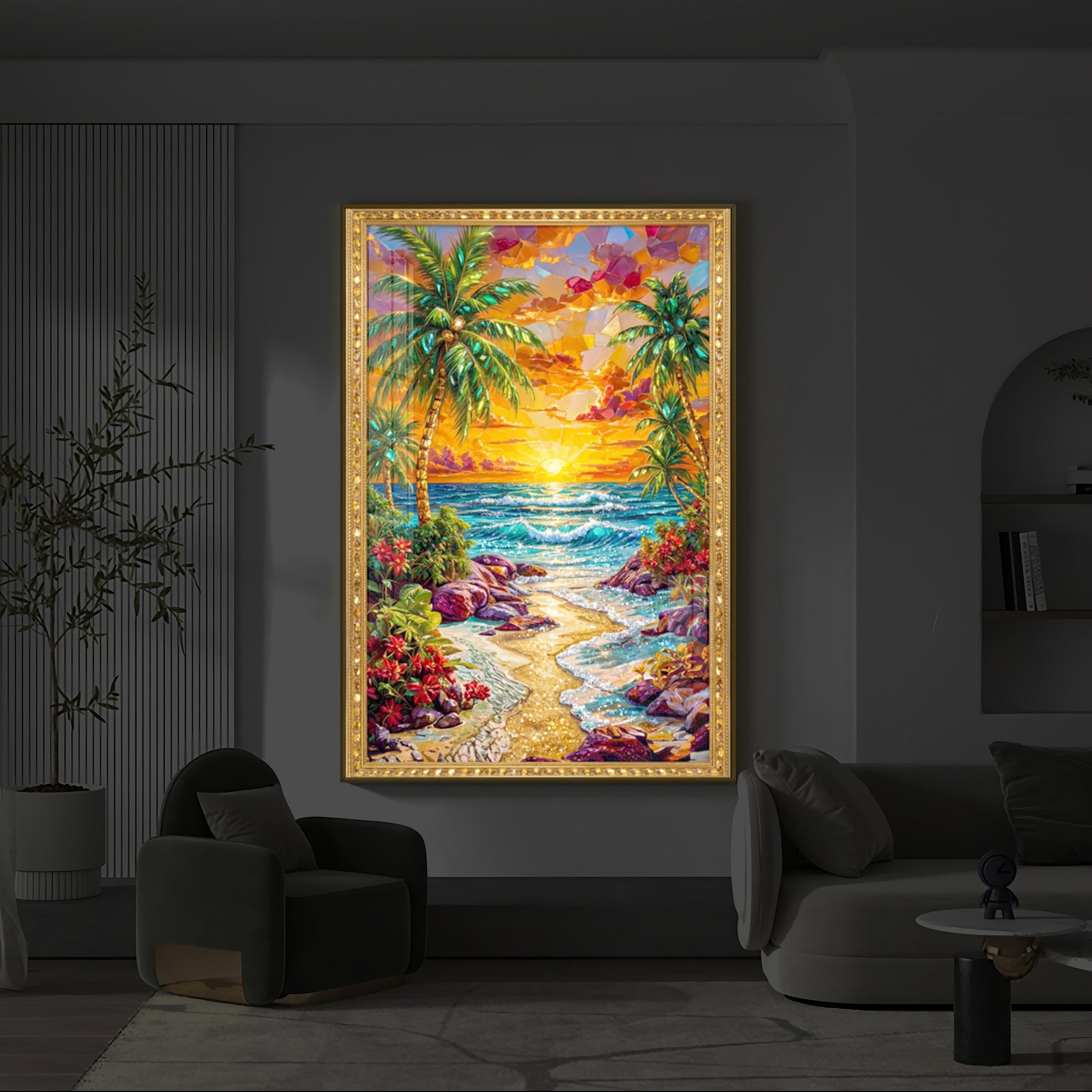 Coastal Bliss Modern Luxury Backlight Vertical Wall Art