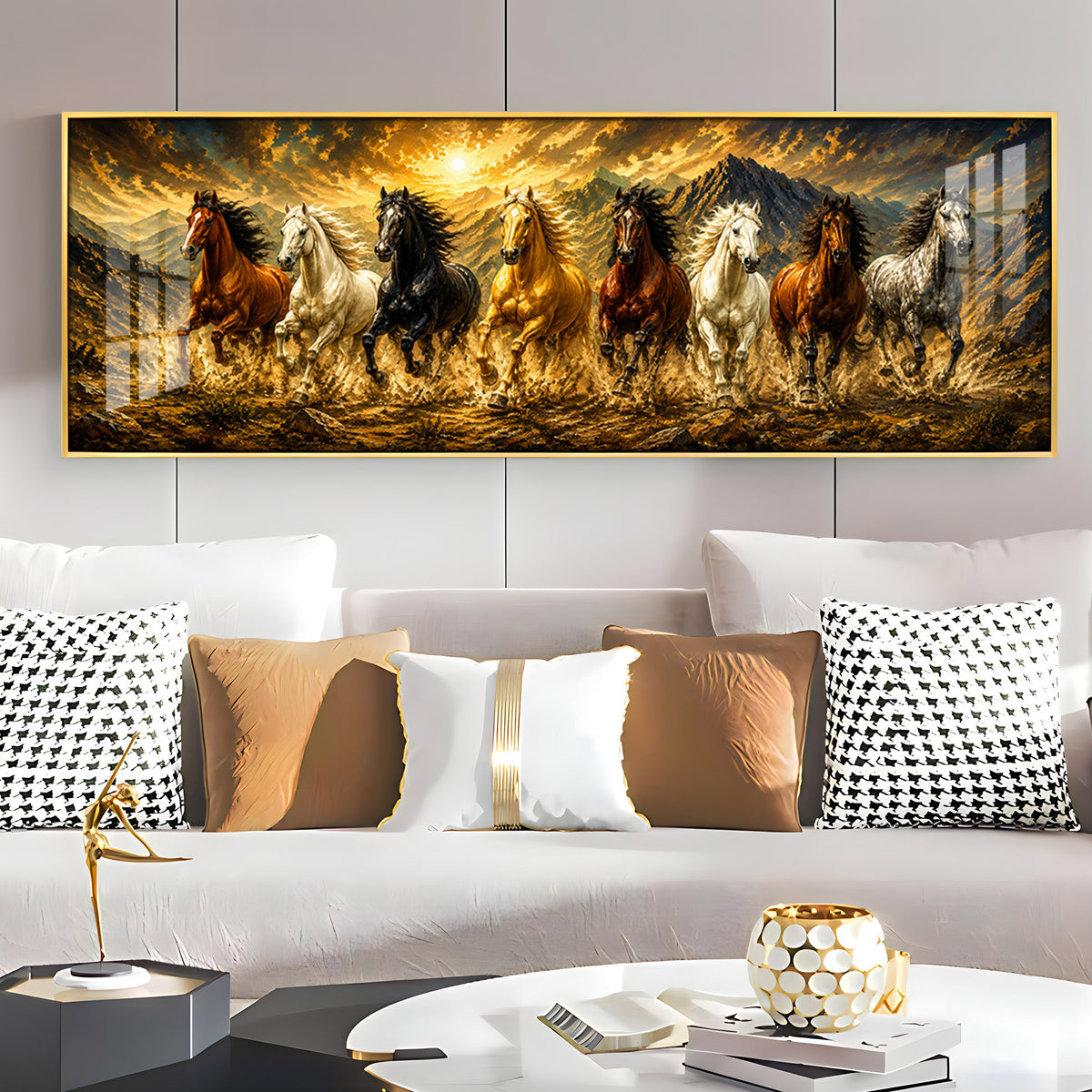Eight Horses Mountains Premium Acrylic Horizontal Wall Art
