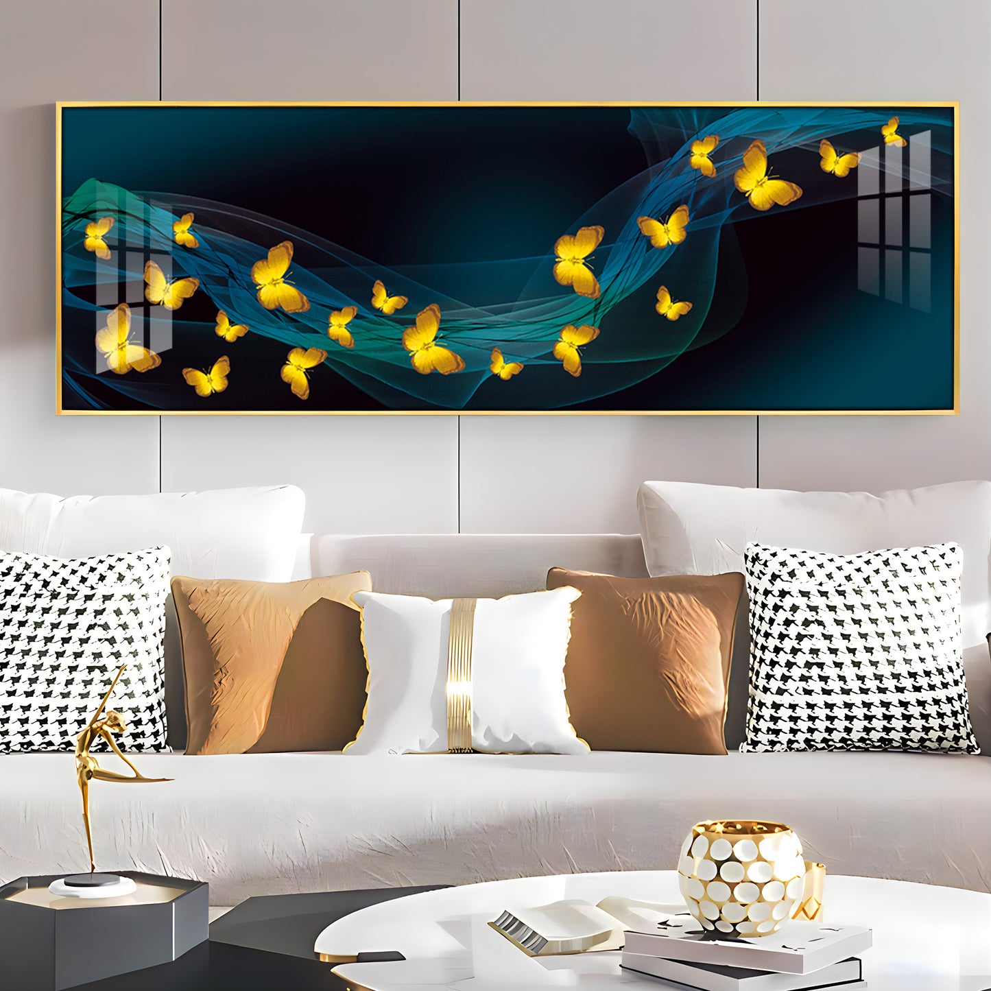 Golden Wing Dance Premium Acrylic Horizontal Wall Art
