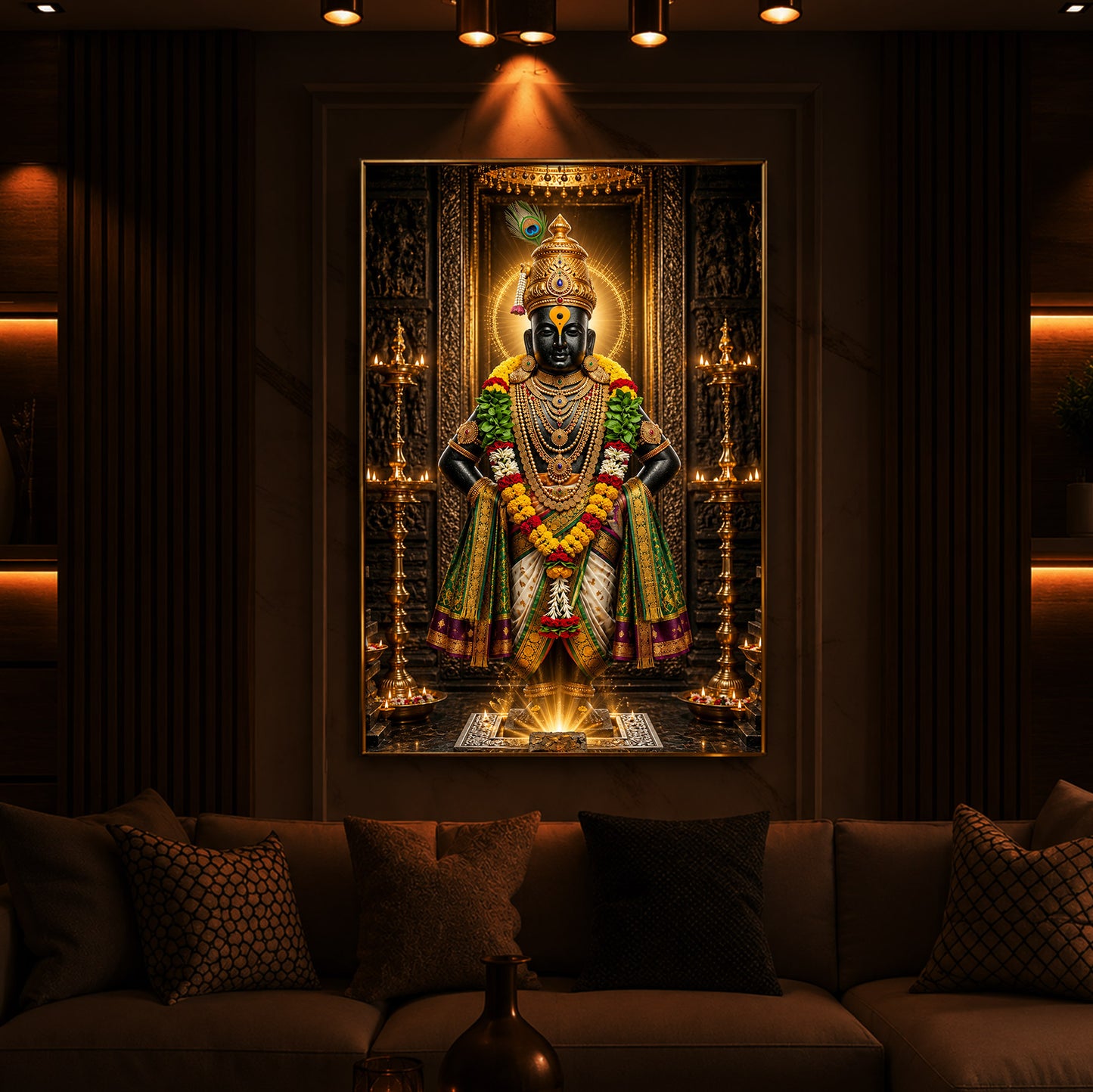 God Vitthal Modern Luxury Backlight Vertical Wall Art