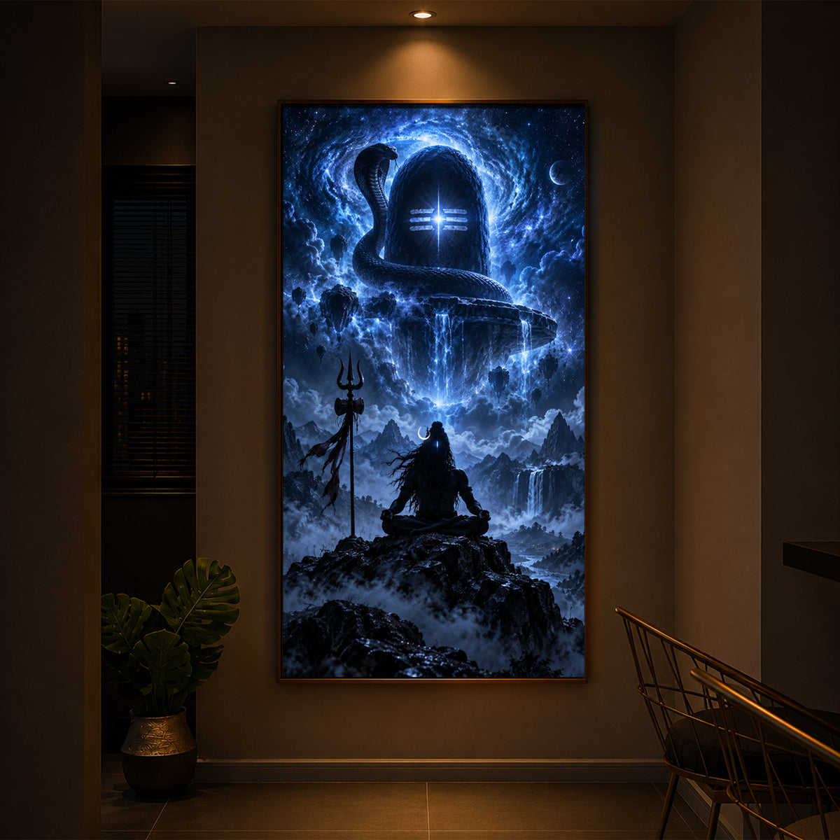 Shiva Cosmic Glow Modern Luxury Backlight Vertical Wall Art