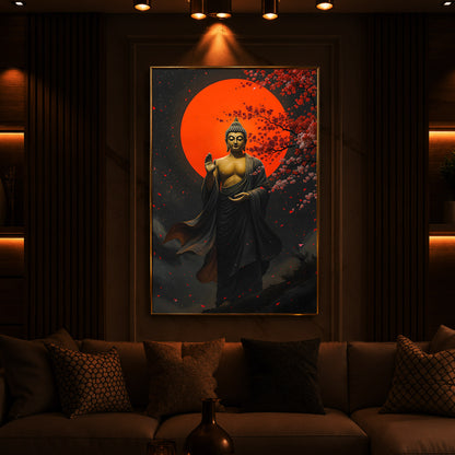 Gautam Buddh Modern Luxury Backlight Vertical Wall Art