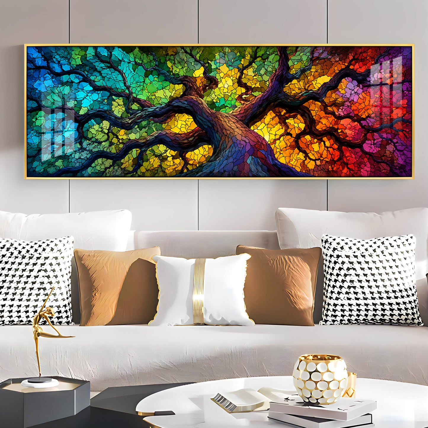 Colorful Mosaic Tree Premium Acrylic Horizontal Wall Art