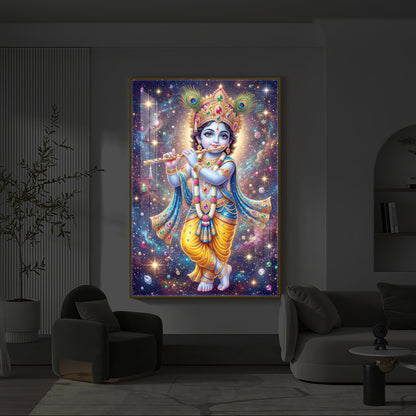 Bal Shree Krishna Modern Luxury Backlight Vertical Wall Art