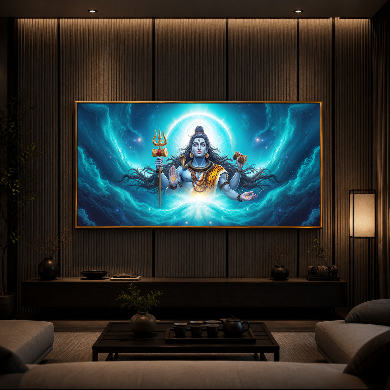 Cosmic Shiva Modern Luxury Backlight Horizontal Wall Art