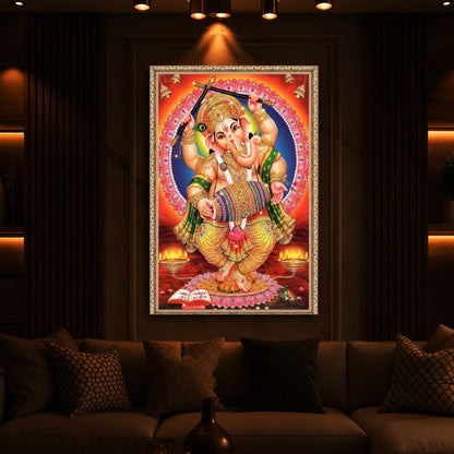 Hindu Bhagwan Ganesh Ji Modern Luxury Backlight Vertical Wall Art
