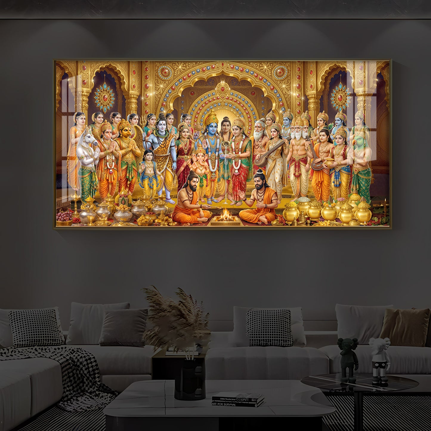 Divine Moment Of Shrinivasam Kalyanam Modern Luxury Backlight Horizontal Wall Art