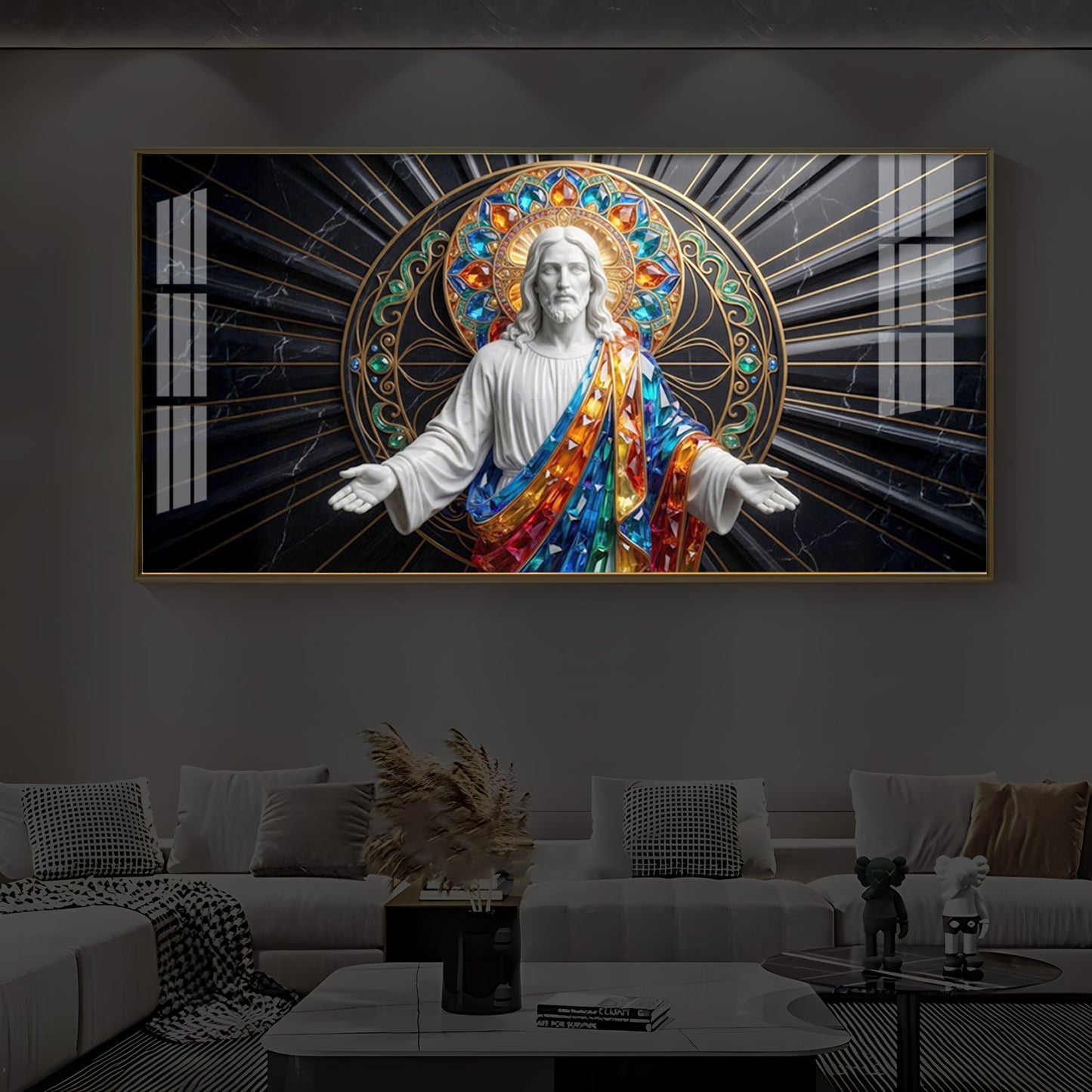 Divine Jesus Modern Luxury Backlight Horizontal Wall Art