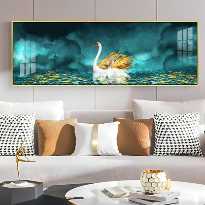 Serene Swan Drift Premium Acrylic Horizontal Wall Art
