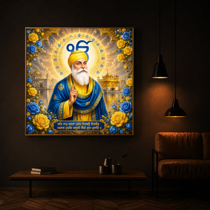 Guru Nanak Dev Ji Ek Onkar Modern Luxury Backlight Square Wall Art