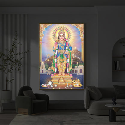 Lord Murugan Kartikeya Modern Luxury Backlight Vertical Wall Art