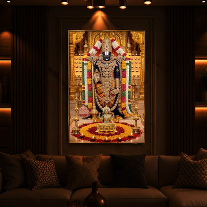 Tirupati Balaji Modern Luxury Backlight Vertical Wall Art