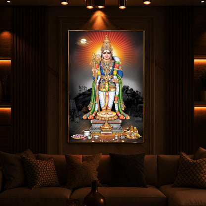 Lord Kartikeyan Modern Luxury Backlight Vertical Wall Art
