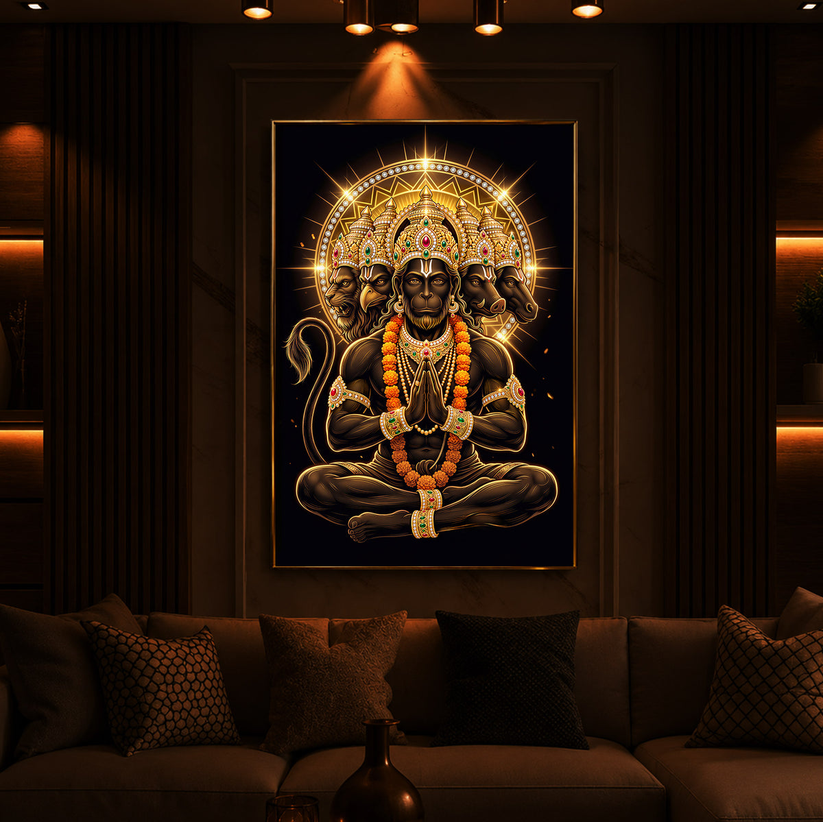 Glowing Panchamukhi Modern Luxury Backlight Vertical Wall Art