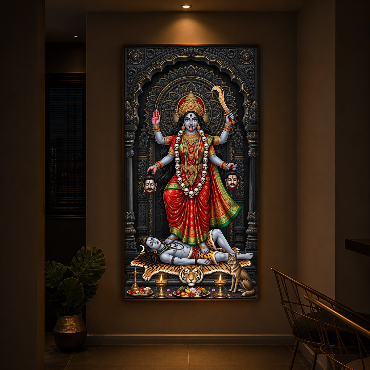 Mahakali Modern Luxury Backlight Vertical Wall Art