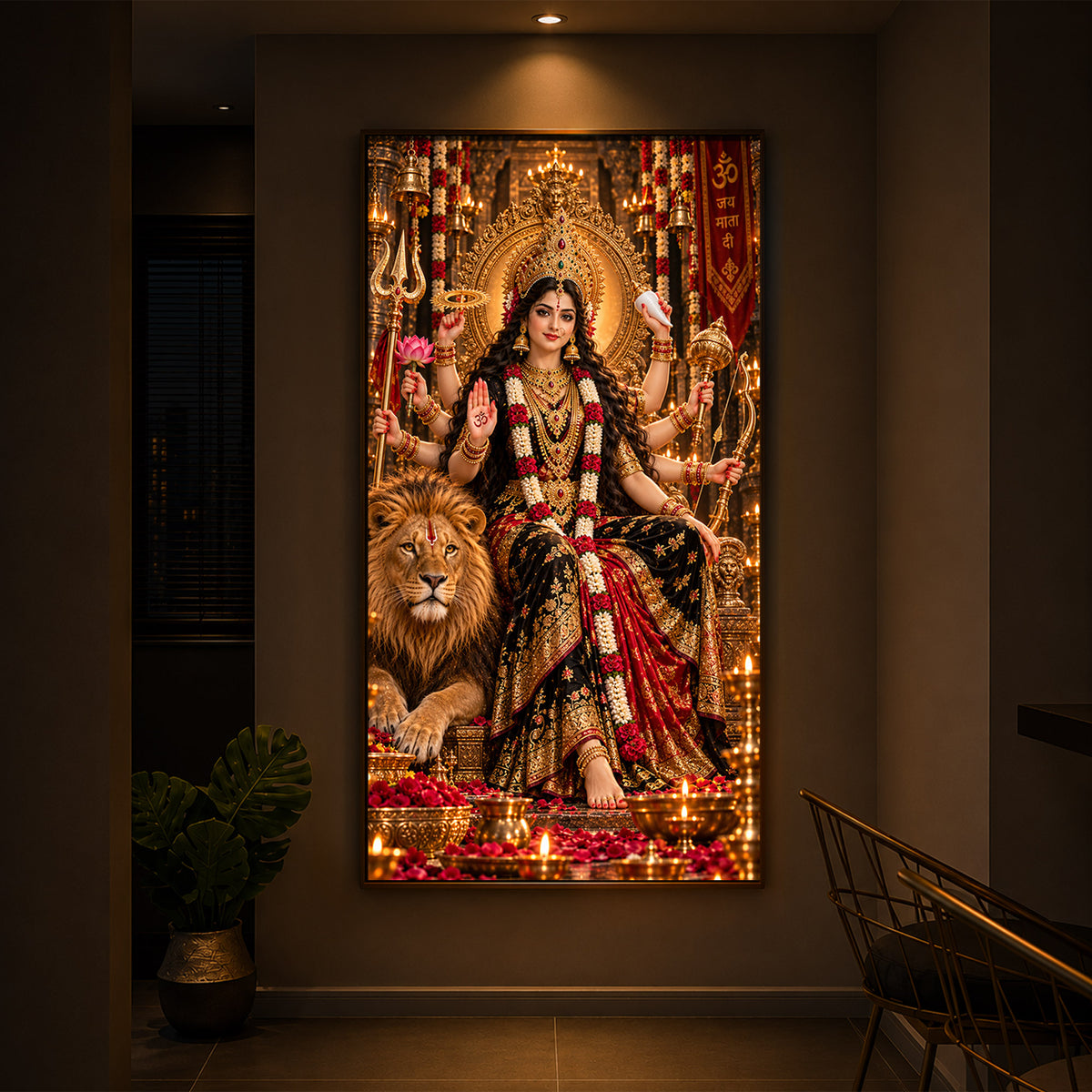 Maa Jagdamba Modern Luxury Backlight Vertical Wall Art
