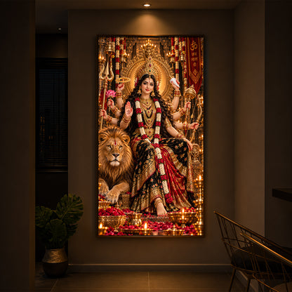 Maa Jagdamba Modern Luxury Backlight Vertical Wall Art