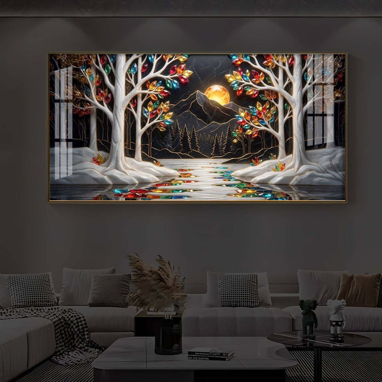 Tree Of Life Modern Luxury Backlight Horizontal Wall Art