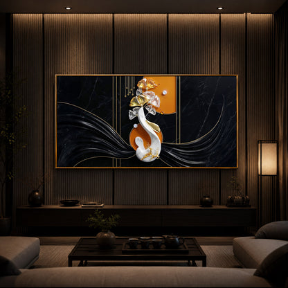 Black & Bold Modern Luxury Backlight Horizontal Wall Art