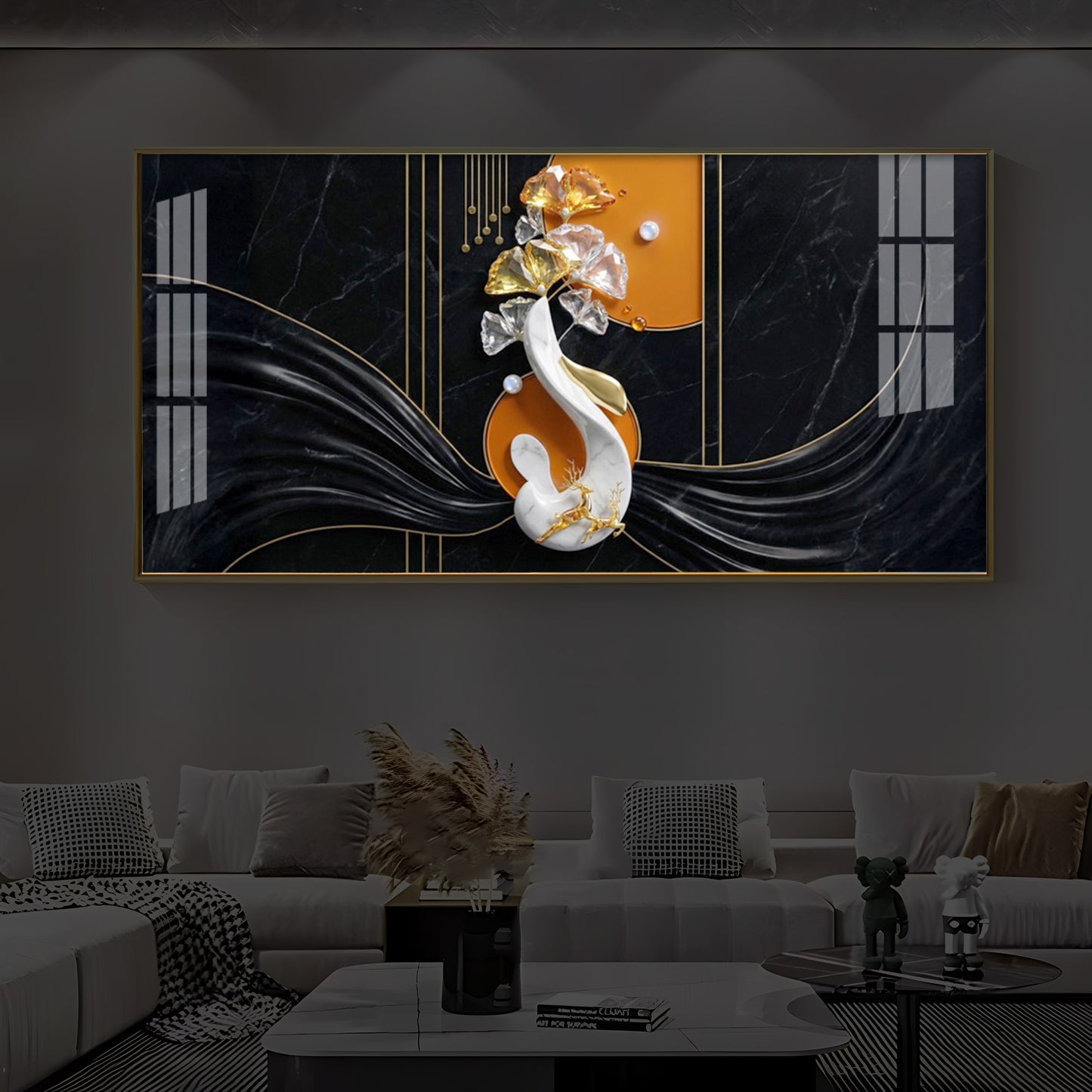 Black & Bold Modern Luxury Backlight Horizontal Wall Art