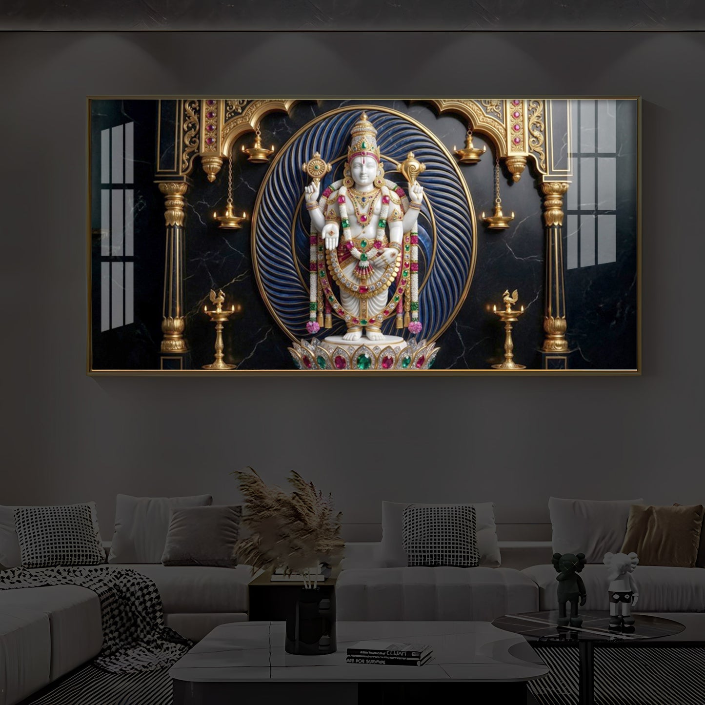 Lord Tirupati Balaji Modern Luxury Backlight Horizontal Wall Art