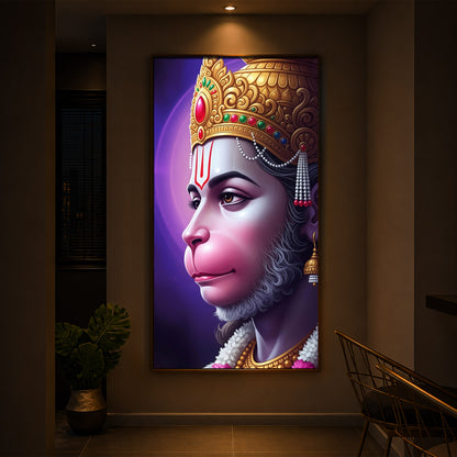 Jai Shri Hanuman Modern Luxury Backlight Vertical Wall Art