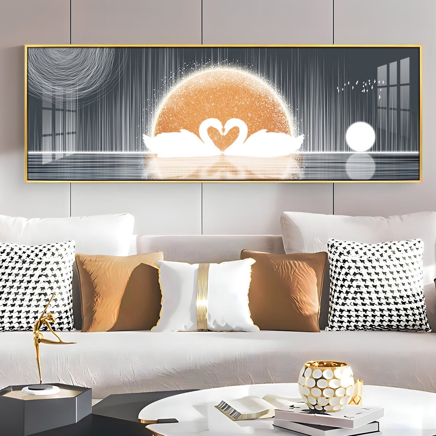 Serene Swanscape Premium Acrylic Horizontal Wall Art