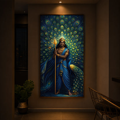 Murugan Bhagwan Ji Modern Luxury Backlight Vertical Wall Art