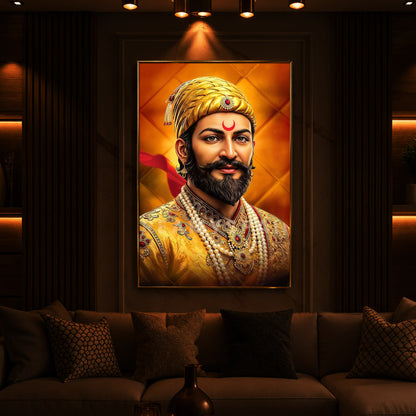 Chhatrapati Shivaji Modern Luxury Backlight Vertical Wall Art